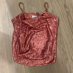 cinq a sept pink sequin tank